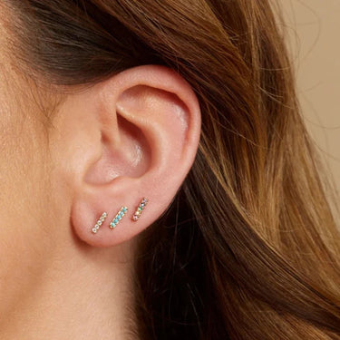 Diamond Pavé Bar Stud Earring 0.1CTW - Le Bezel