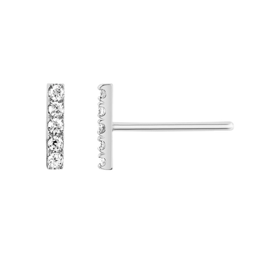 Diamond Pavé Bar Stud Earring 0.1CTW - Le Bezel