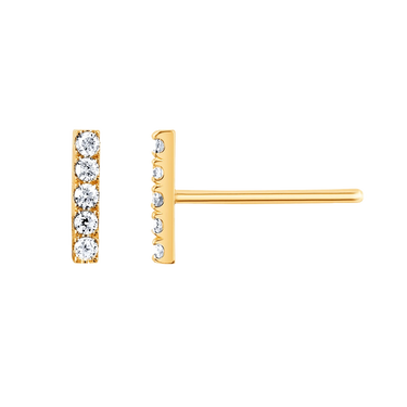 Diamond Pavé Bar Stud Earring 0.1CTW - Le Bezel