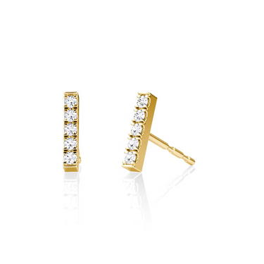 Diamond Pavé Bar Stud Earring 0.1CTW Real Diamond - Le Bezel 