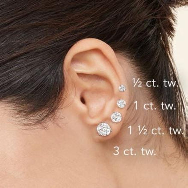 Solitaire Round Diamond Earring in Three Prong Setting - Le Bezel