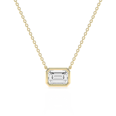 Bezel Emerald Diamond Solitaire Necklace - Le Bezel 