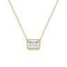 Bezel Emerald Diamond Solitaire Necklace - Le Bezel 