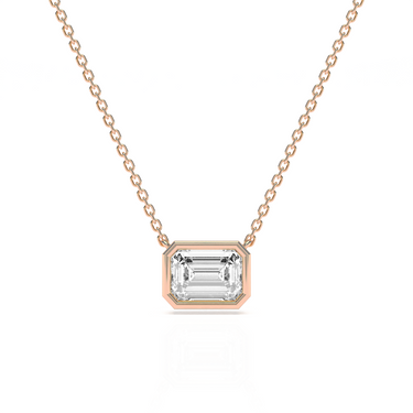 Bezel Emerald Diamond Solitaire Necklace - Le Bezel 