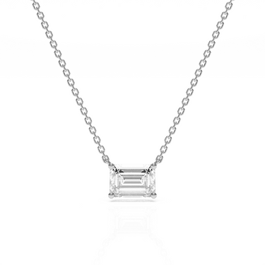 Emerald Diamond Solitaire Necklace - Le Bezel 