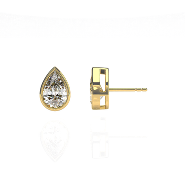Solitaire Pear Diamond Earring in Bezel Setting - Le Bezel 