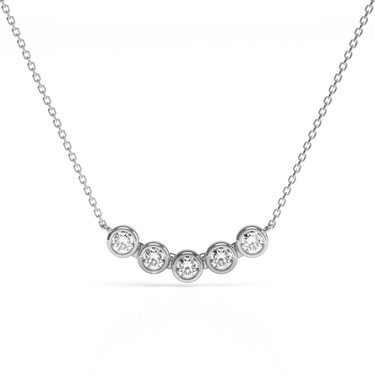 Five Diamond Bezel Bar Necklace 0.3 CTW - Le Bezel 