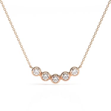 Five Diamond Bezel Bar Necklace 0.3 CTW - Le Bezel 
