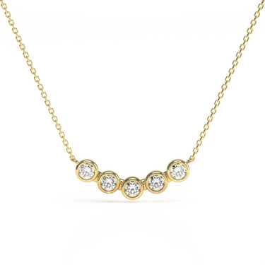 Five Diamond Bezel Bar Necklace 0.3 CTW - Le Bezel 