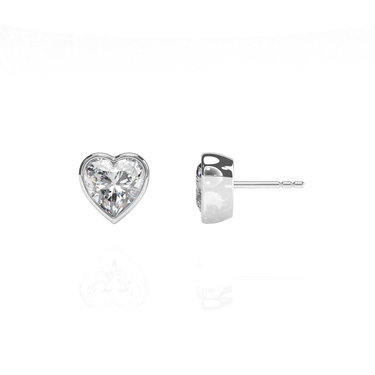 Solitaire Heart Diamond Earring in Bezel Setting - Le Bezel 