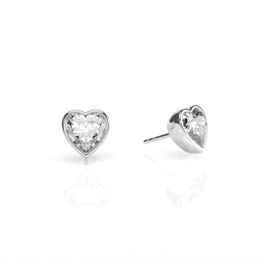 Solitaire Heart Diamond Earring in Bezel Setting - Le Bezel 