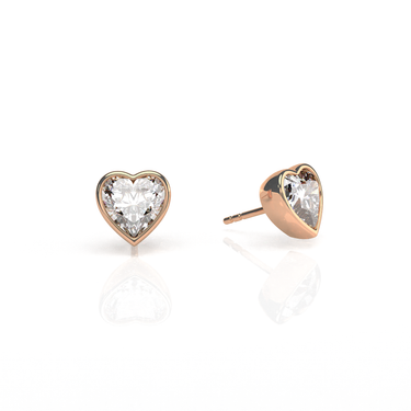 Solitaire Heart Diamond Earring in Bezel Setting - Le Bezel 