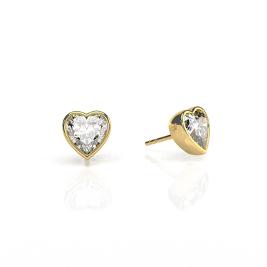 Solitaire Heart Diamond Earring in Bezel Setting - Le Bezel 