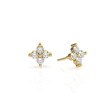 4 Stone Diamond Stud Earring 0.16CTW - Le Bezel 