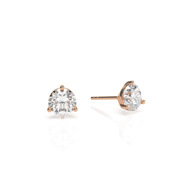 Solitaire Round Diamond Earring in Three Prong Setting Real Diamond - Le Bezel 