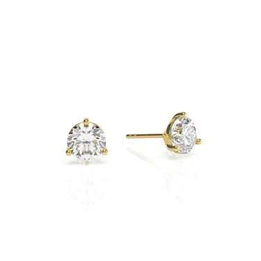Solitaire Round Diamond Earring in Three Prong Setting Real Diamond - Le Bezel 