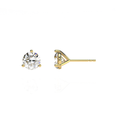 Solitaire Round Diamond Earring in Three Prong Setting Real Diamond - Le Bezel 