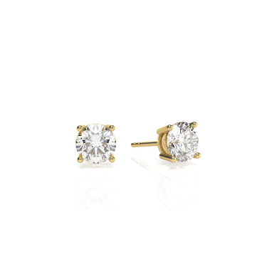 Solitaire Round Diamond Earring in Four Prong Setting - Le Bezel 