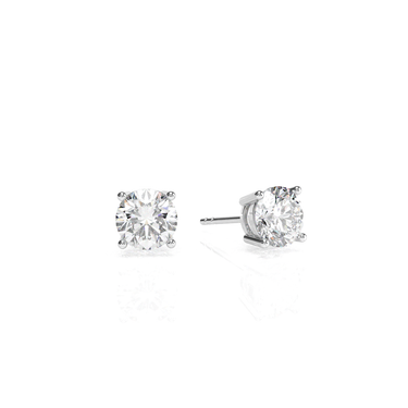 Solitaire Round Diamond Earring in Four Prong Setting - Le Bezel 