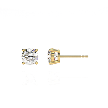 Solitaire Round Diamond Earring in Four Prong Setting - Le Bezel 