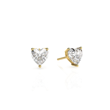 Solitaire Heart Diamond Earring in Three Prong Setting - Le Bezel 