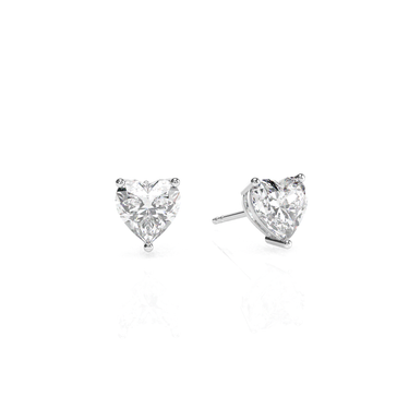 Solitaire Heart Diamond Earring in Three Prong Setting - Le Bezel 