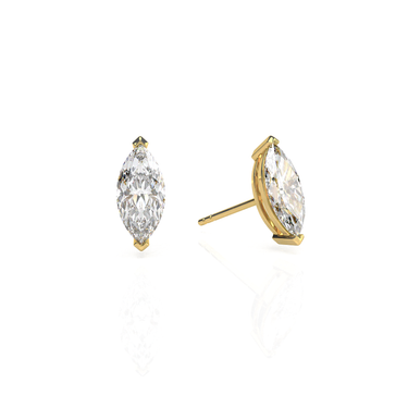 Solitaire Marquise Diamond Earring in Prong Setting - Le Bezel 
