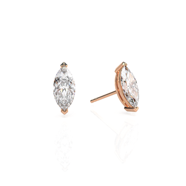 Solitaire Marquise Diamond Earring in Prong Setting - Le Bezel 