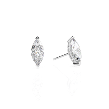 Solitaire Marquise Diamond Earring in Prong Setting - Le Bezel 