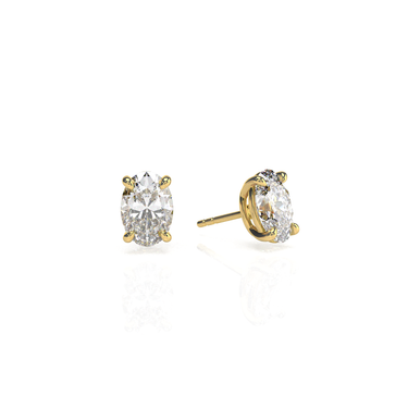 Solitaire Oval Diamond Earring in Four Prong Setting - Le Bezel 