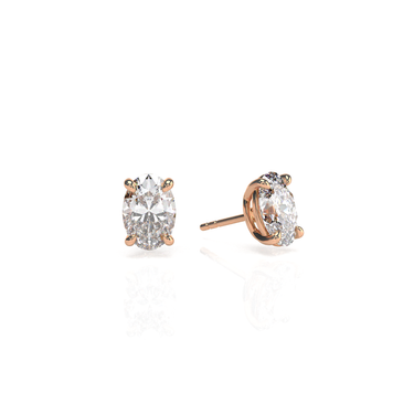 Solitaire Oval Diamond Earring in Four Prong Setting - Le Bezel 