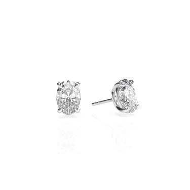Solitaire Oval Diamond Earring in Four Prong Setting - Le Bezel 