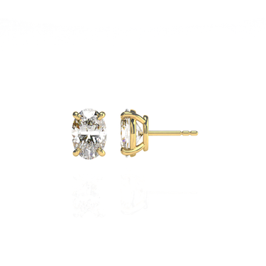 Solitaire Oval Diamond Earring in Four Prong Setting - Le Bezel 