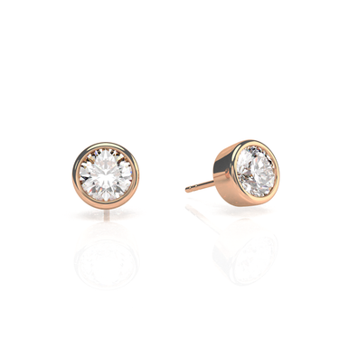 Solitaire Round Diamond Earring in Bezel Setting Real Diamond - Le Bezel 