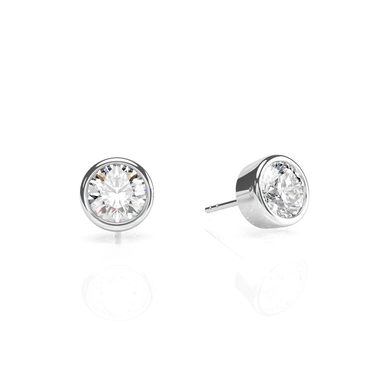 Solitaire Round Diamond Earring in Bezel Setting Real Diamond - Le Bezel 