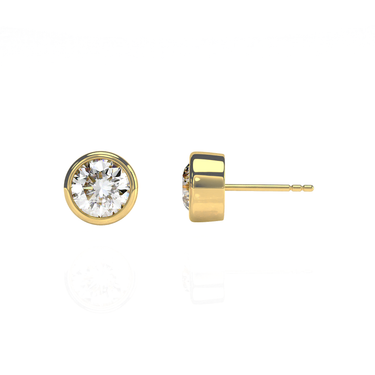 Solitaire Round Diamond Earring in Bezel Setting Real Diamond - Le Bezel 