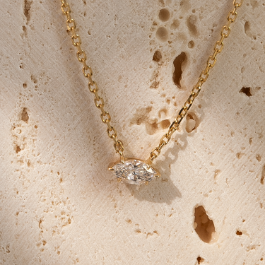 Marquise Solitaire Diamond Necklace - Le Bezel