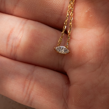 Marquise Solitaire Diamond Necklace - Le Bezel