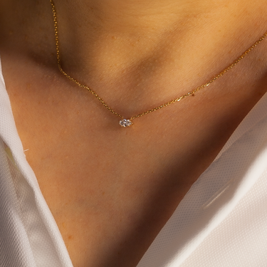 Marquise Solitaire Diamond Necklace - Le Bezel
