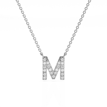 Diamond Pave Letter Necklace 0.12 CTW - Le Bezel 