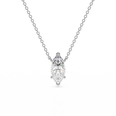 Marquise Diamond Solitaire Necklace - Le Bezel 