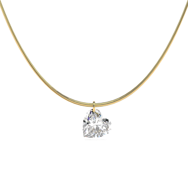 Heart Cut Diamond Snake Chain Necklace - Le Bezel 