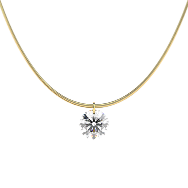 Round Cut Diamond Snake Chain Necklace - Le Bezel 