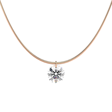 Round Cut Diamond Snake Chain Necklace - Le Bezel 