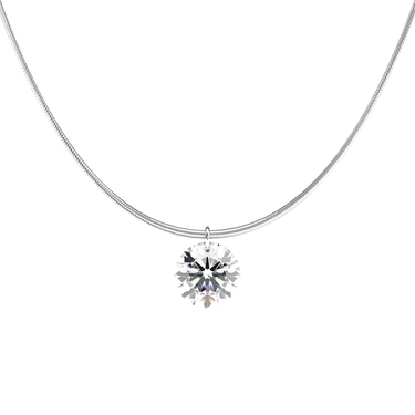 Round Cut Diamond Snake Chain Necklace - Le Bezel 