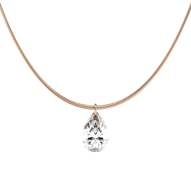 Pear Cut Diamond Snake Chain Necklace - Le Bezel 