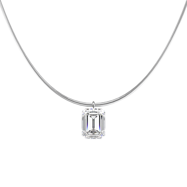 Emerald Cut Diamond Snake Chain Necklace - Le Bezel 