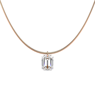 Emerald Cut Diamond Snake Chain Necklace - Le Bezel 