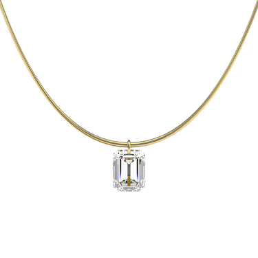 Emerald Cut Diamond Snake Chain Necklace - Le Bezel 