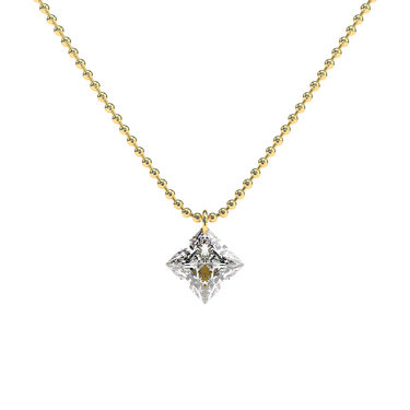 Drilled Princess Cut Diamond Beam Chain Necklace - Le Bezel 